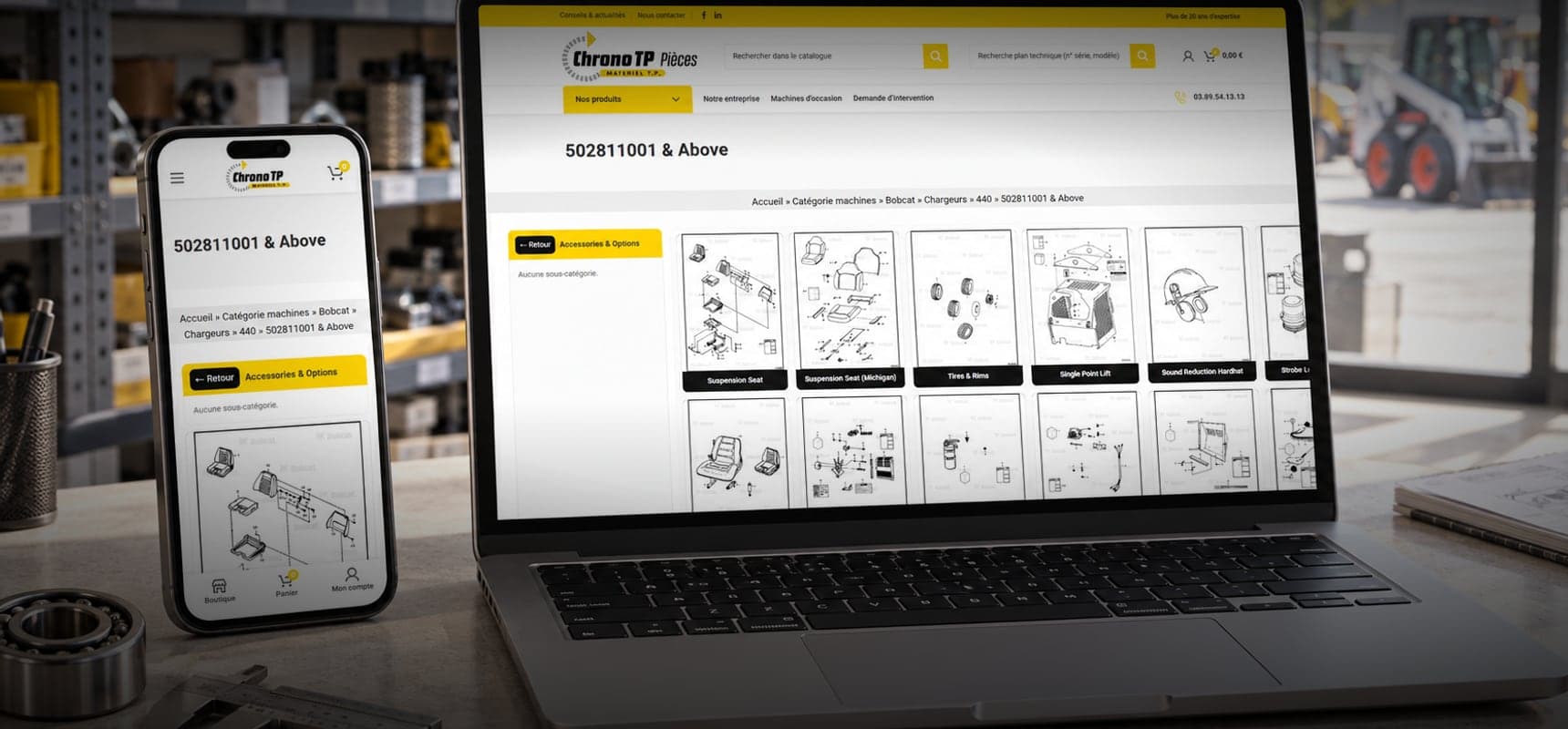 Site de ChronoTP Pièces, réalisé par LEVEL 1