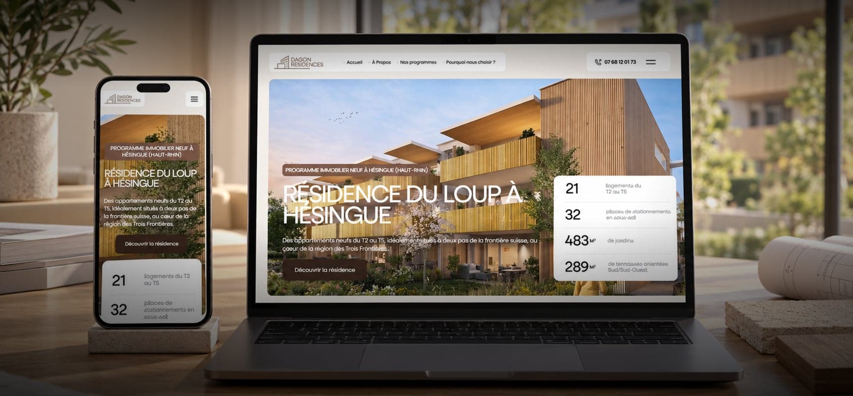 Site de Dagon Résidences, réalisé par LEVEL 1