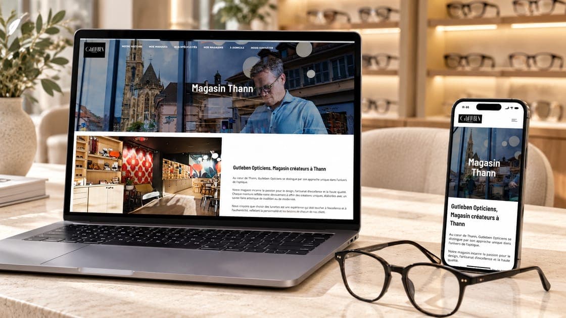 Site de Gutleben Opticiens sur ordinateur et téléphone